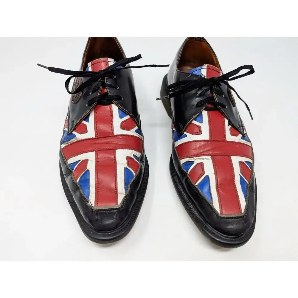 Vintage Dr. Martens Oxford Shoes Union Jack British Flag England Men's Size 7.5